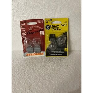 Sylvania 3357 3457 LongLife and GE 3457 Front Turn Signal Light Bulbs 4 Total